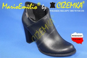 MARIOEMILIO Botki damskie ocieplane na obcasie  SKÓRA  453 CZARNE