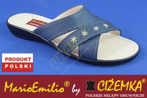 MarioEmilio Klapki kapcie Damskie 285 skóra niebieskie