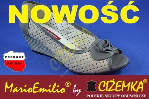PROMOCJA MarioEmilio Półbuty Czółenka Damskie Koturn 18 klin POPIEL BEŻ