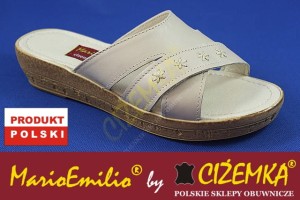 MarioEmilio Klapki kapcie Damskie 285K skóra beżowe