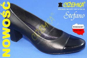 NOWOŚĆ STEFANO półbuty damskie na obcasie 514 czarne 