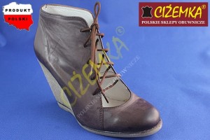 GRACE PÓŁBUTY na koturnie SKÓRA 528 BRĄZ