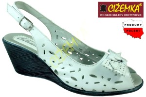 Claudia 439 BIAŁE Sandały Damskie na KOTURNIE