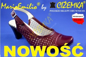 MarioEmilio Czółenka Sandały Damskie 1748 BORDOWE (Wiśniowe)
