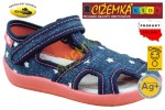 Renbut SANDAŁY SANDAŁKI DZIECIĘCE 13141 PROFILOWANE Ag+ JEANS GWIAZDKI (18-27) 
