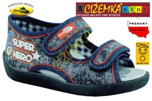 Renbut KAPCIE SANDAŁKI DZIECIĘCE 13112 JEANS PRZECIERANY SUPER HERO (19-27)