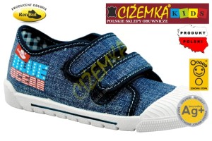 Renbut KAPCIE TRAMPKI DZIECIĘCE 33383 PROFILOWANE Ag+ GRANAT JEANS (24-31))