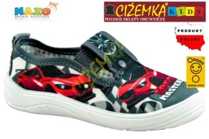 NAZO KAPCIE dziecięce szkolne BAWEŁNA 017 szare z białą podeszwą SPEED MASTERS