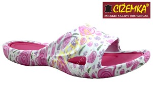 KLAPKI BASENOWE DAMSKIE 1380 N KWIATKI WKŁADKA FUKSJA 36-41