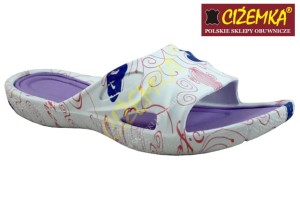 KLAPKI BASENOWE DAMSKIE 1380 N KWIATKI WKŁADKA FIOLETOWA 36-41