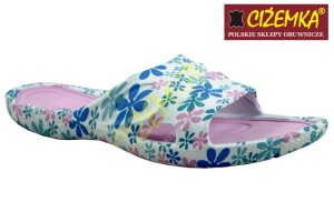 KLAPKI BASENOWE DAMSKIE 1380 N KWIATKI WKŁADKA RÓŻOWA 36-41