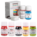 TARRAGO Color Dye Double Kit 25ml + 25ml (Paint, Preparer, Brush, Sponge) - Farby akrylowe do skór, jeansu i tkanin + cleaner, pędzelek, gąbka