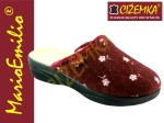 MarioEmilio Kapcie Laczki papcie wełna owcza ciepłe 046D w kwiatki bordo