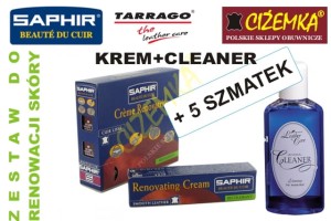 ZESTAW SAPHIR KREM Renovating cream + TARRAGO CLEANER + 5 SZMATEK RENOWACJA SKÓR 50 kolorów