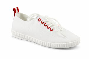 TENISÓWKI TRAMPKI BUTY DAMSKIE 1433 BIAŁE z CZERWONYMI OCZKAMI