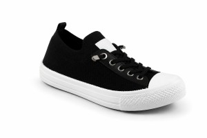 TENISÓWKI WSUWANE TRAMPKI BUTY DAMSKIE 016 CZARNE z BIAŁĄ PODESZWĄ