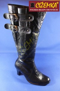 Kozaki Wysokie Damskie z SZEROKĄ CHOLEWKĄ Ocieplane 567 CZARNE