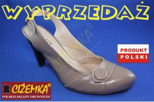 WYPRZEDAŻ Czółenka damskie SKÓRA 191 BEŻOWE