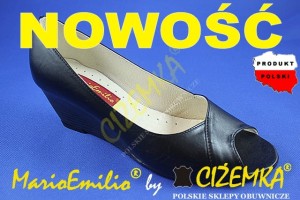 MarioEmilio Czółenka Półbuty Skóra 281KL letnie CZARNE