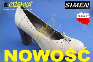 Simen Półbuty damskie na obcasie 5603 szare