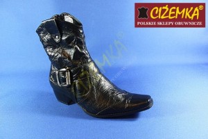 Kozaki Damskie Kowbojki 230 CZARNE SKÓRA MIĘTA