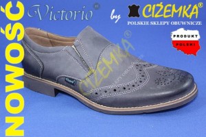 Victorio Półbuty męskie SKÓRA 1071 szare