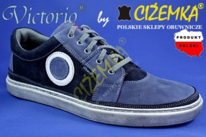 VICTORIO Półbuty Męskie TRAMPKI SKÓRA  XXL 04M0533 GRANAT 