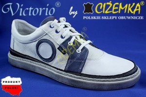 VICTORIO Półbuty Męskie TRAMPKI SKÓRA  XXL 04M0513 BIAŁY 
