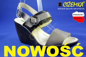 Sandały Młodzieżowe Damskie na Koturnie 209K BEŻ z BRĄZEM CIEMNY SPÓD