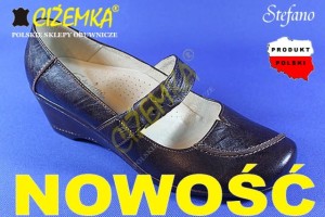 Stefano Półbuty Damskie BALERINKI na koturnie 810 BRĄZOWE