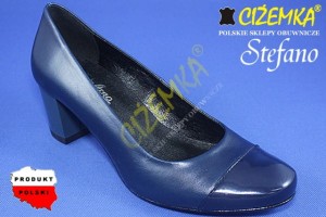 STEFANO półbuty damskie na obcasie 514  granat
