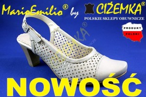 MarioEmilio Czółenka Sandały Damskie na obcasie 1748 BEŻOWE