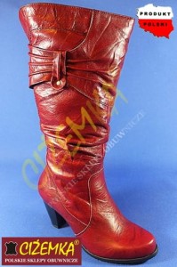 Kozaki Wysokie Damskie Ocieplane 26111 CZERWONE