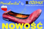 MarioEmilio Balerinki z gumką damskie 501 CZERWONE + CZERWONY WĄŻ
