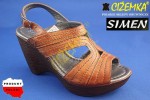 SIMEN Sandały Damskie na KOTURNIE 5627 kolor 1222 rudy-brąz 