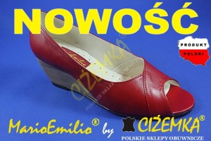 MarioEmilio Czółenka Półbuty Skóra 281KL letnie CZERWONE