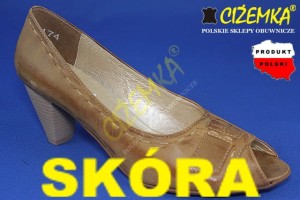 Czółenka letnie Damskie 426 BRĄZOWE (jasny karmel)