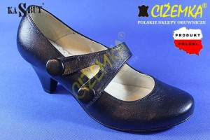 Czółenka 3110 czarne półbuty damskie wygodne niski obcas