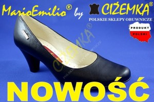 MarioEmilio Czółenka Damskie NA OBCASIE 244 CZARNE gładkie