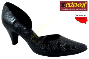 Czółenka Szpilki Damskie  SKÓRA 006 CZARNE