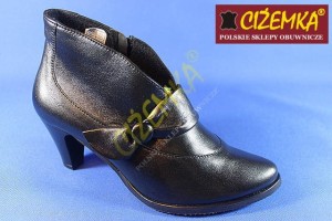 Botki Półbuty na obcasie Damskie ocieplane 117 CZARNE