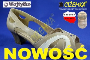 WOJTYŁKO Sandały półbuty letnie czółenka 1704 Beżowe + brązowe