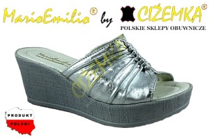 MarioEmilio KLAPKI Damskie NA KOTURNIE 726 SREBRNE