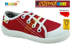 NAZO KAPCIE TRAMPKI dziecięce szkolne  035 CZERWONE z białą podeszwą