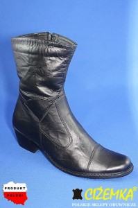 Kowbojki Kozaki Damskie Niskie 850 CZARNE skóra mięta