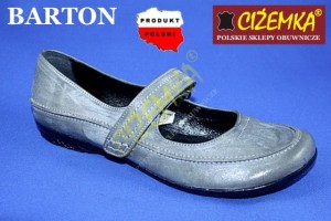 Balerinki damskie z paskiem 4510 POPIEL SZARY