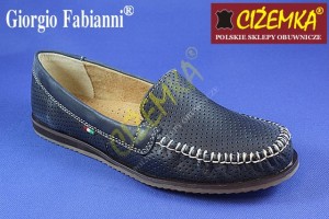 Giorgio Fabianni Półbuty MOKASYNY Damskie 655B granat perforacja