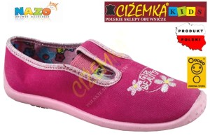 WYPRZEDAŻ NAZO KAPCIE dziecięce balerinki BAWEŁNA 004 różowe KWIATKI