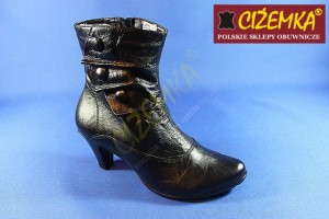 Botki Kozaki Damskie ocielane 521 CZARNE 