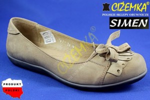 SIMEN Balerinki damskie SKÓRA 5671 BEŻOWE